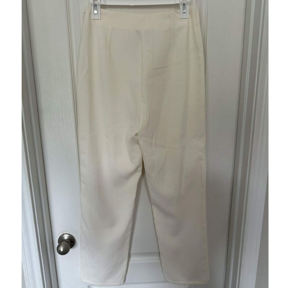 Sincerely Jules Off-White/Cream Wide Leg Trousers w/ Side Zip Size M Career Wear - Picture 3 of 9